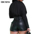 Faux Leather Short Trousers Pants women's.